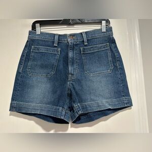 EUC J. Crew Stretch Denim Y2K Style Utility Shorts Sz27 Blue Patch Pocket Cotton